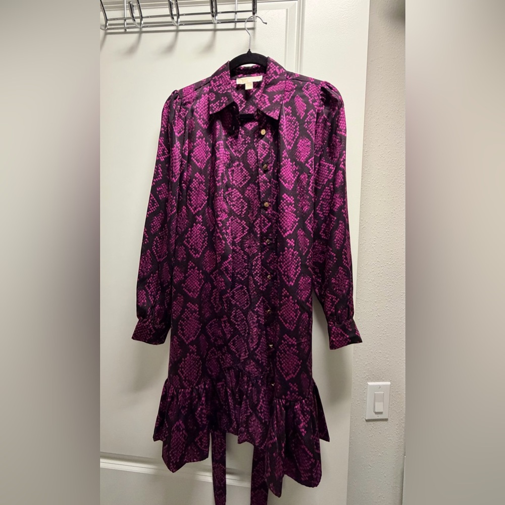 MICHAEL Michael Kors Fuchsia and Black Long Sleeve Dress